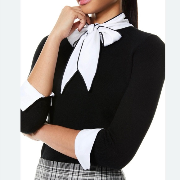 Alice + Olivia Tops - Alice and Olivia Zani Bow Collar Sweater Size M